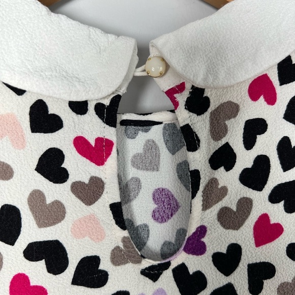 kate spade New York Kids Jensen Top Blouse Dancing Hearts AOP XL Girls - Picture 5 of 7
